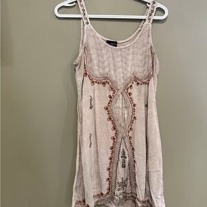 Shiva Fashions Embroidered Beige Sleeveless Top